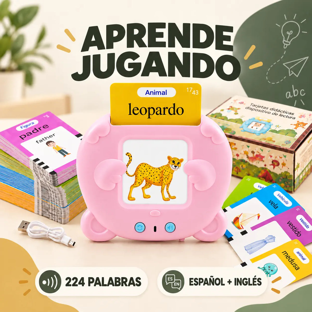 Lector Educativo Bilingüe con Sonidos 224 Palabras