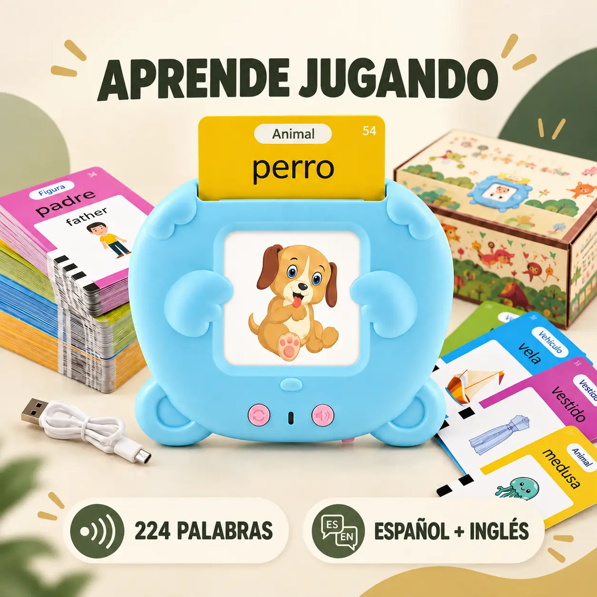 Lector Educativo Bilingüe con Sonidos 224 Palabras